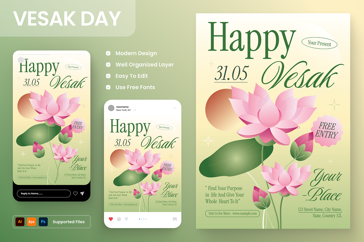 Vesak Day Flyer Set, a Flyer Template by Annora Studio (Photo 1 of 6)
