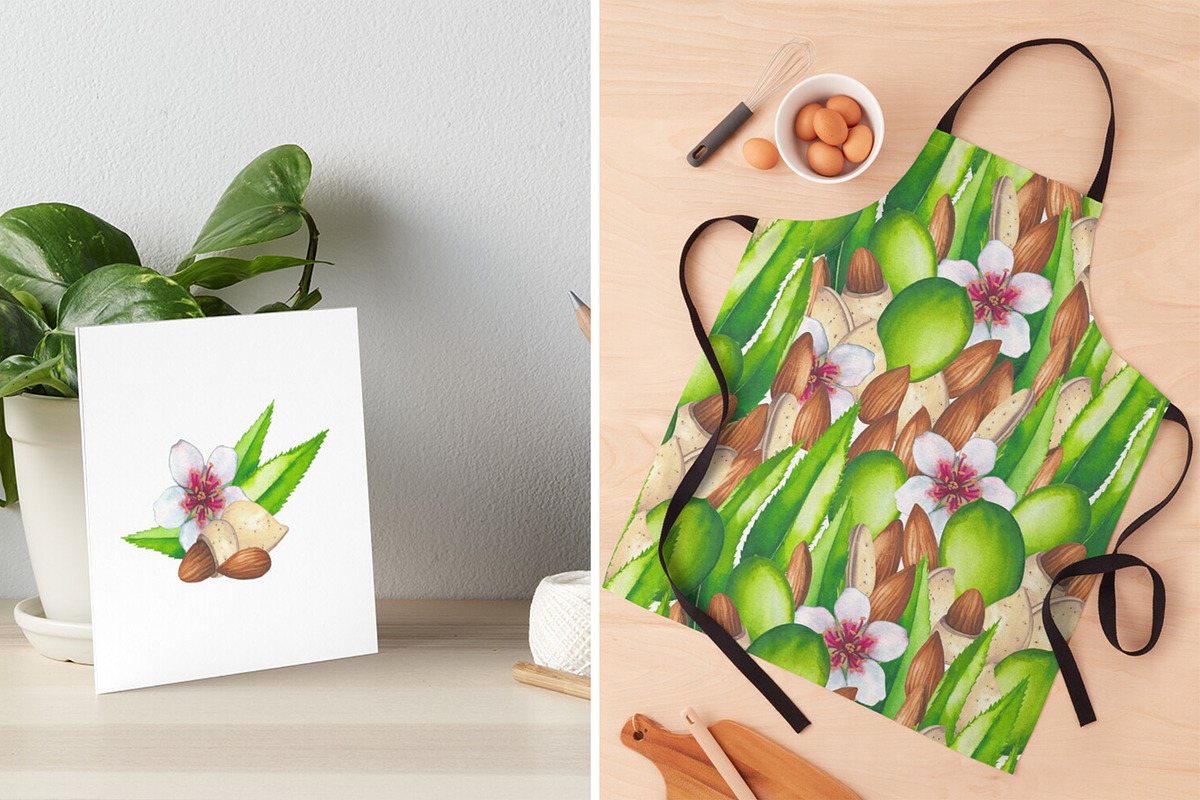 Watercolor almond milk, a Food Illustration by Ekaterina Glazkova (Photo 9 of 11)