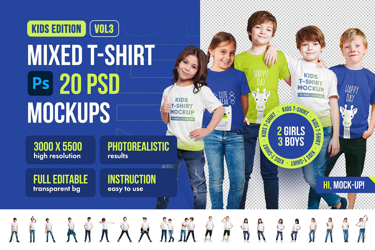 Mixed Kids T Shirt Mockups Vol3, a Shirt Mockup by Hi, Mock-Up! (Photo 1 of 15)