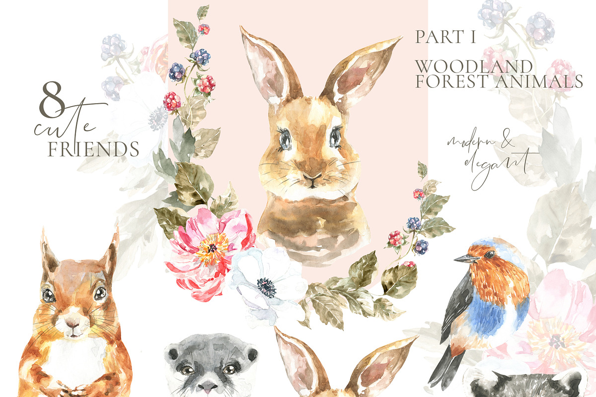 Boho Watercolor Woodland Animals, an Animal Illustration by Catherine Wheel (Photo 6 of 17)