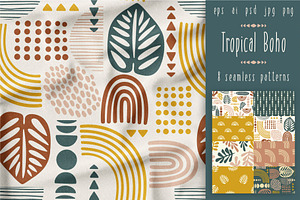 Tropical Boho. 8 Seamless Patterns