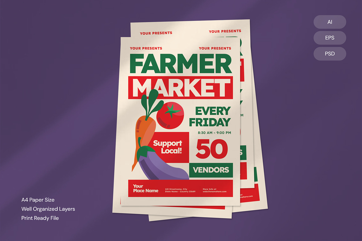 Farmer Market - Flyer, a Brochure Template by Izdihaar_Studio (Photo 1 of 3)