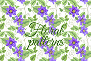 Floral patterns with clematis., a Pattern Graphic by MarinaVorontsova (Thumbnail 5 of 8)