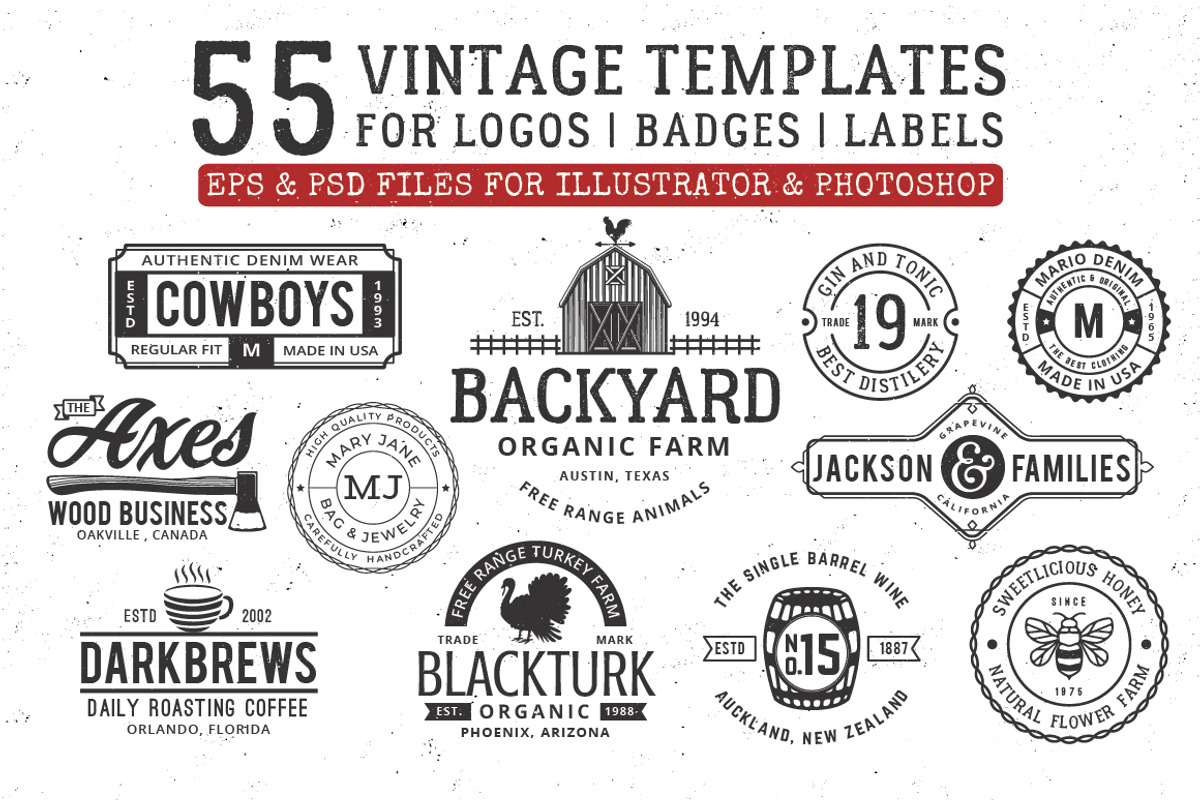 vintage 55 logo templates, a Branding & Logo Template by great19 (Photo 1 of 10)