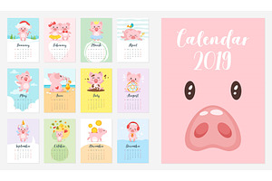 2019 pig year monthly calendar
