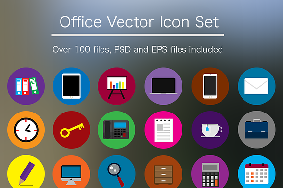 Flat Office Icon Pack Psd Vector