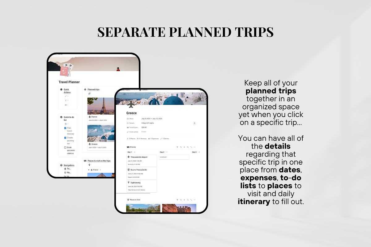 Notion Travel Planner, an App Template by SociallyyCreative (Photo 9 of 20)