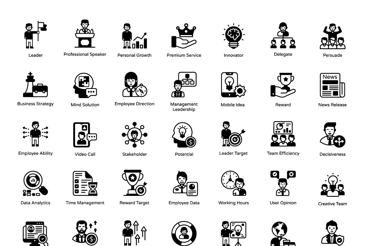 Leadership Glyph Icons, a Solid Icon by Brickclay (Photo 7 of 7)