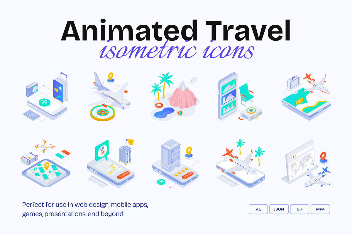 Animated Travel Isometric Icons, a Duotone Icon by Vectors Market (Photo 1 of 3)
