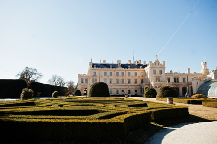 Bush maze in Lednice Castle Chateau with beautiful gardens and p, an Architecture Photo by AS photostudio