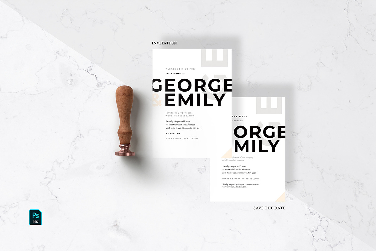 Minimal Wedding Invitation Suite, an Invitation Template by Azka Creative (Photo 2 of 5)