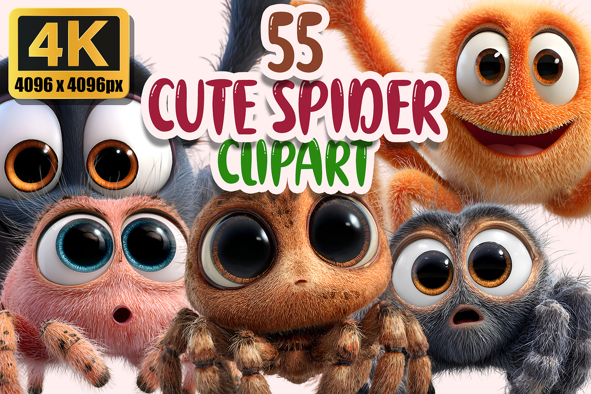 Cute Spider Clipart PNG Bundle, a Graphic by M9 Design (Photo 1 of 9)