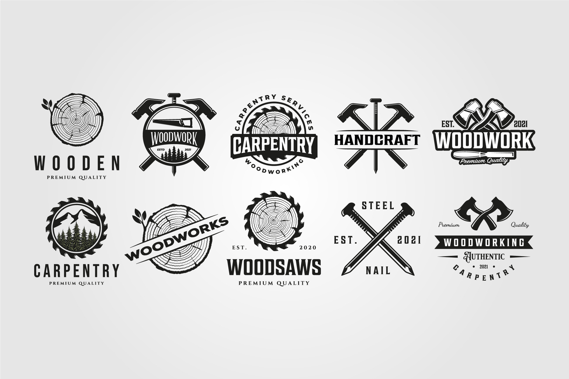 set of vector carpentry woodwork