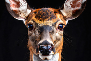 Young deer portrait with delicate features and bright eyes, an Animal Photo by GoodGoods