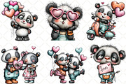 Whimsical Valentine Panda Clipart, an Animal Illustration by Black Bird Studio (Thumbnail 4 of 6)