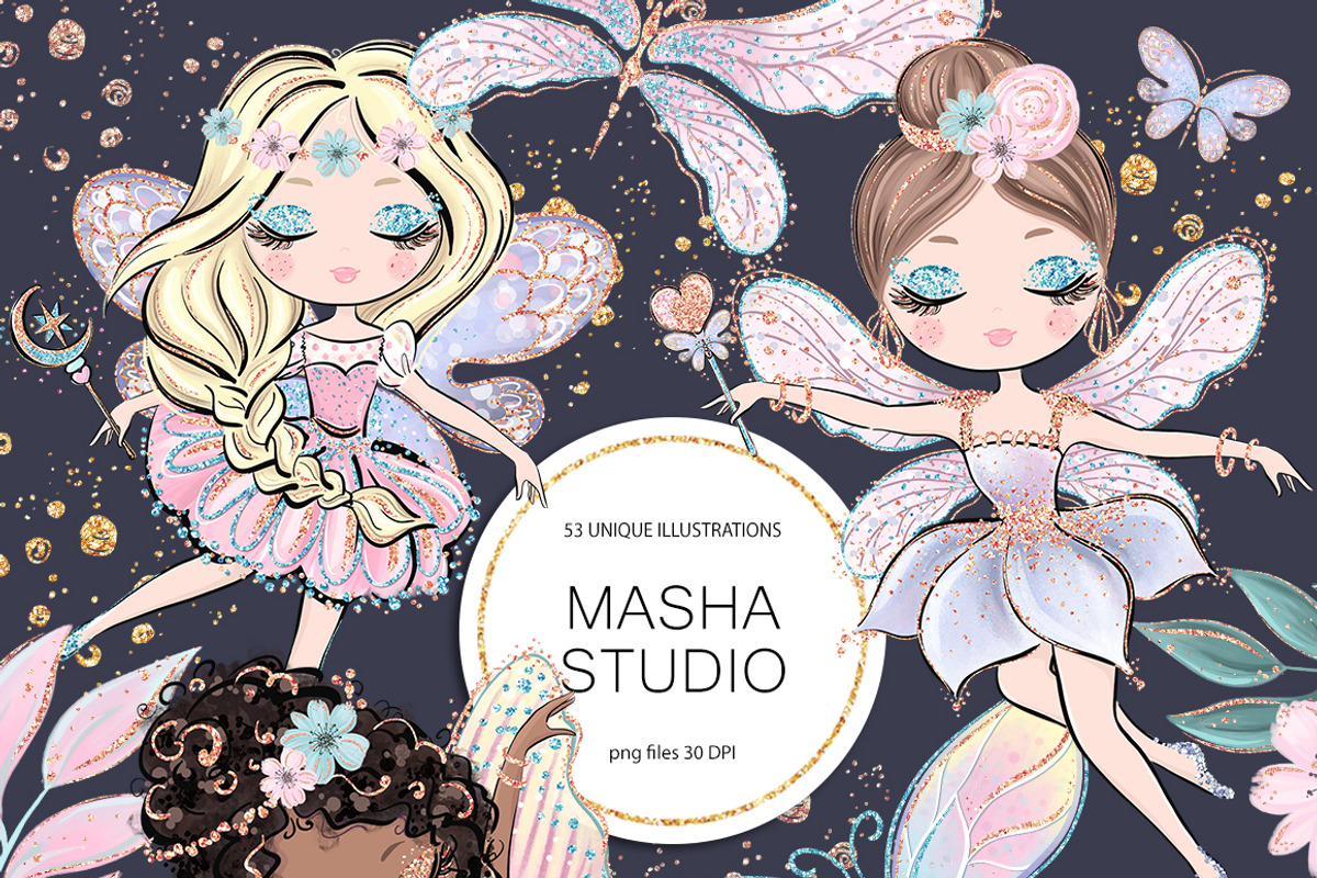 Fairies & Butterflies Clipart, an Illustration by Masha  Studio (Photo 9 of 9)