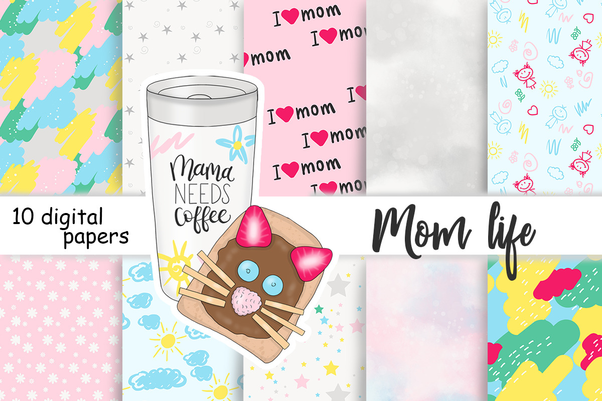 Mom Life Pattern, a Pattern Graphic by GlamArtZhanna