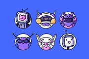 Funny robot avatars set + pattern, a Technology Illustration by PaperTrident (Thumbnail 3 of 4)
