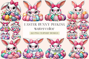 easter bunny peeking Clipart, an Illustration by DreamArtGraphic