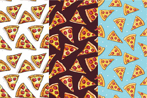 10 Pizza Slice Seamless Patterns