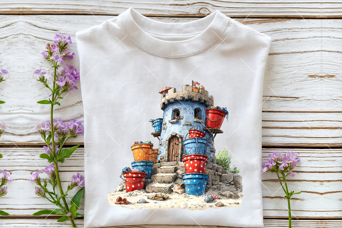 Whimsical Summer Sandcastle Clipart, an Illustration by OK Design (Photo 5 of 6)