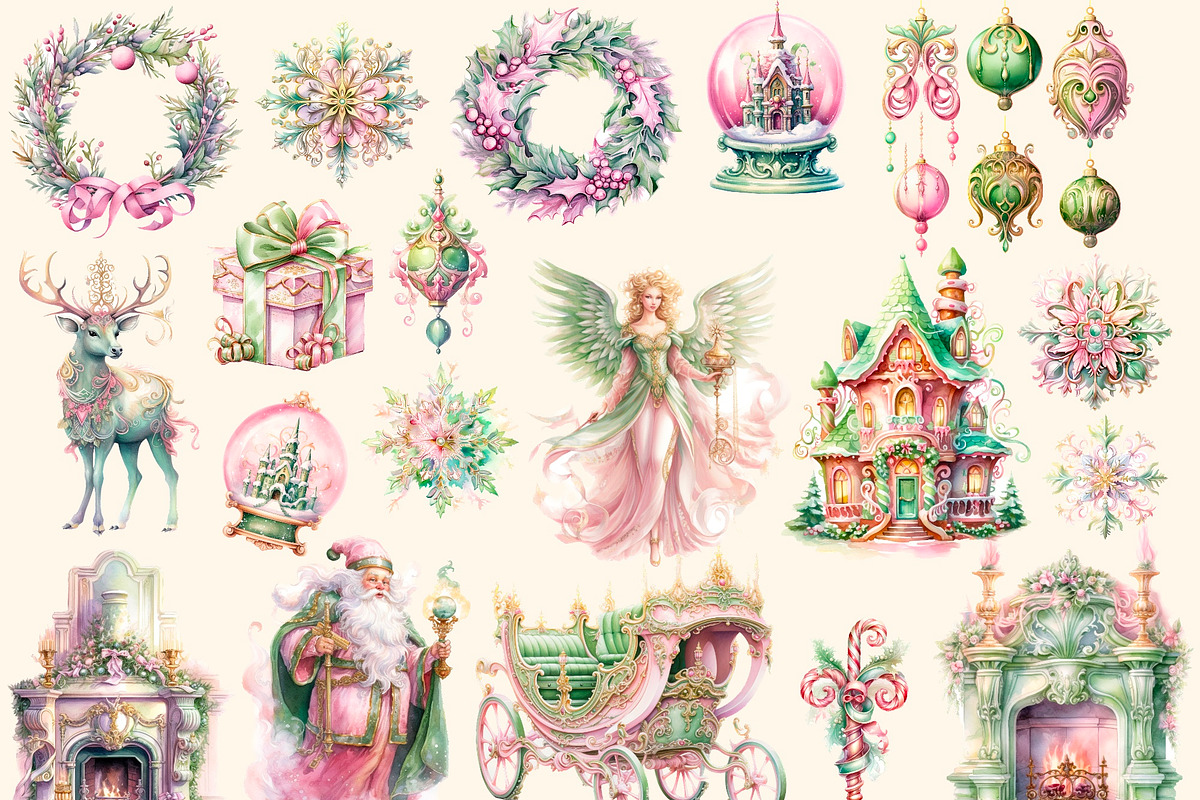 Big christmas  watercolour clipart, a Decorative Illustration by Hello My Print (Photo 4 of 11)