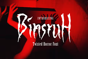 Binsruh – Twisted Horror Font, a Handwritten Font by idealistudio (Thumbnail 1 of 5)