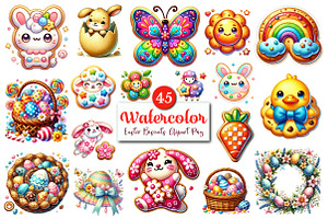 Watercolor Easter Biscuits Clipart, an Illustration by CitraGraphics