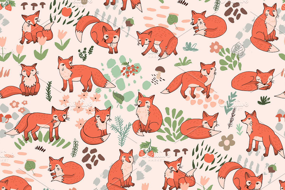 Forest Fox, a Pattern Graphic by GooseFrol