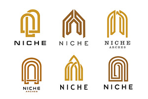 Niche arch icons with door frames, an Object Illustration by Vector Tradition
