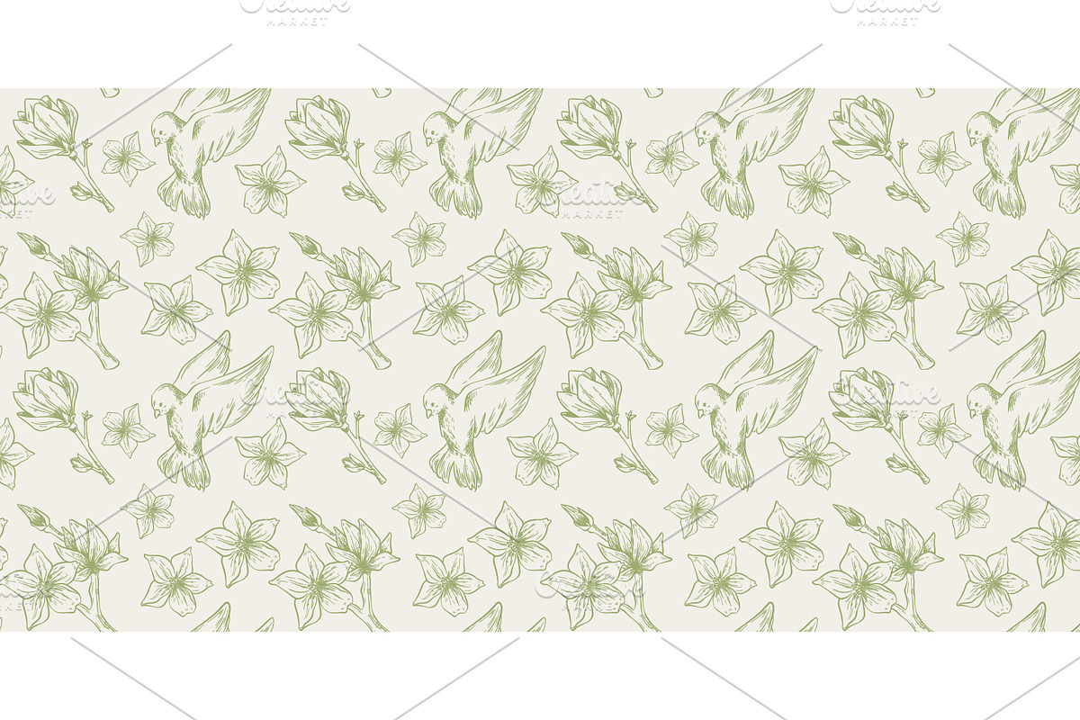 Sketch style spring seamless pattern, an Object Illustration by art PVP - market