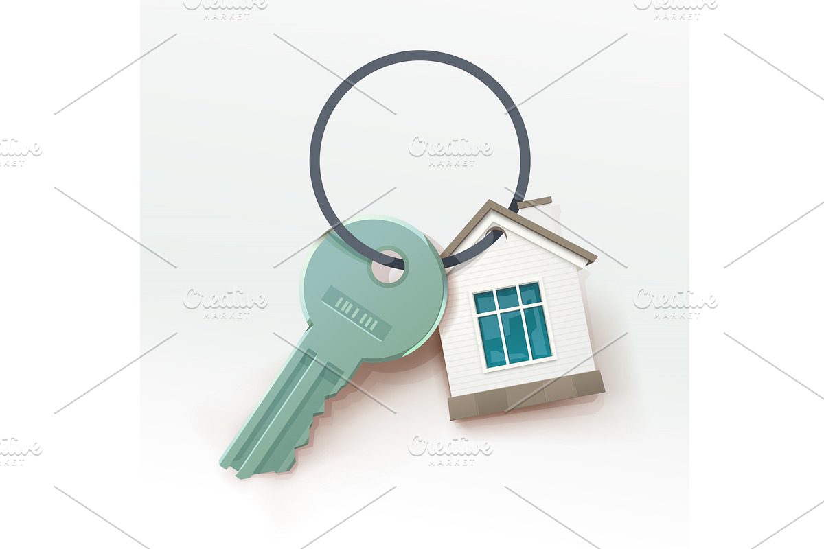 keychain key and home icon on white, an Object Illustration by IfH