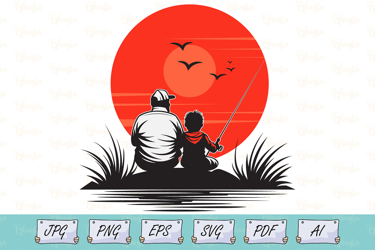 Father Son Outdoor Fishing vector, an Object Illustration by Ghagra (Photo 1 of 3)