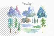 Watercolor Mountains Clipart, an Animal Illustration by OllyKo Art (Thumbnail 3 of 9)