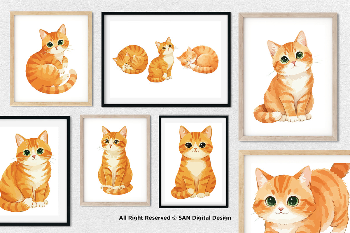 15 Bundle Watercolor Orange Kitten, an Animal Illustration by Morspective (Photo 4 of 8)