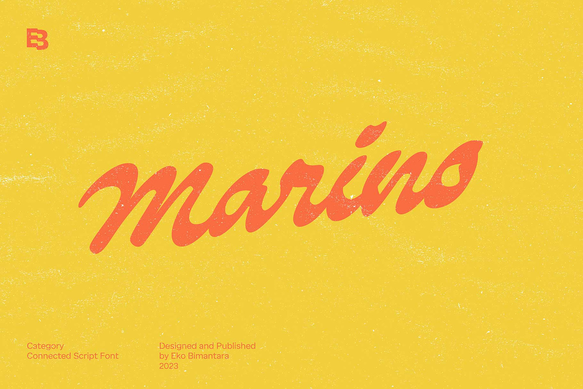 Marino; Brush Script Display Font, a Script Font by Eko Bimantara (Photo 2 of 7)