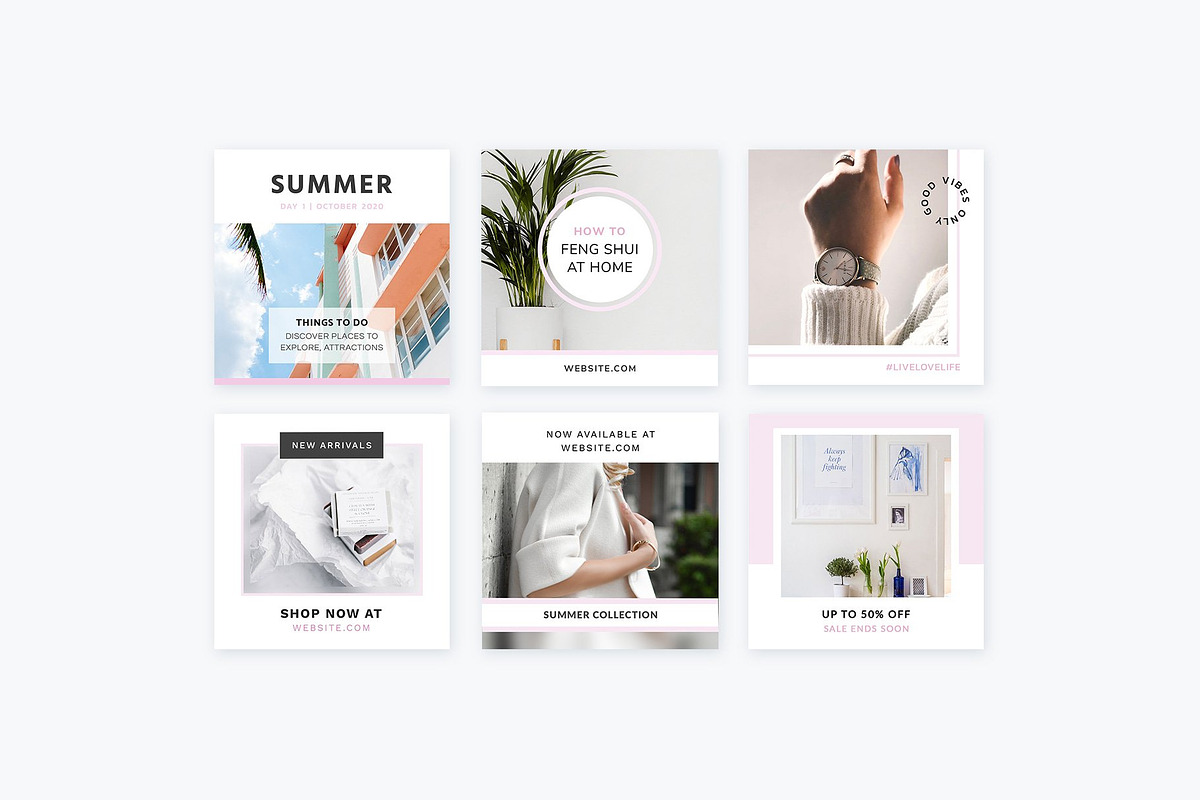 Instagram Posts Pastel Pink | PS, a Social Media Template by Poego Social