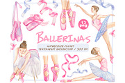 Watercolor Ballerina Clipart, an Illustration by ArtfulStudio (Thumbnail 1 of 9)