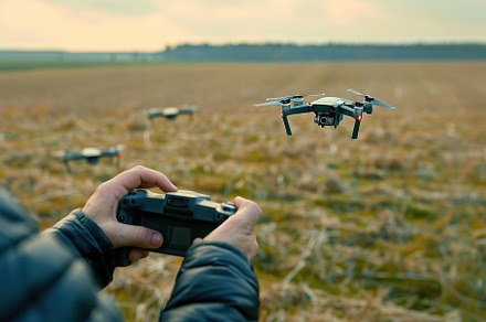 Man pilots a drone using the remote control, a Technology Photo by AlyaAnd