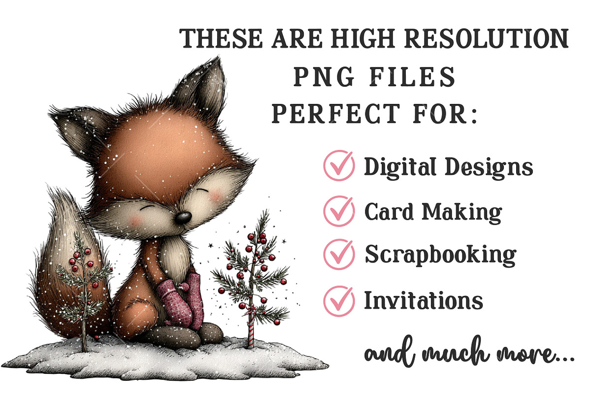 Christmas Whimsical Fox Clipart, an Illustration by OK Design (Photo 4 of 6)