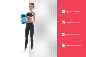 3D Sporty Character Woman Holding Wh, a Person Illustration by 3DMask