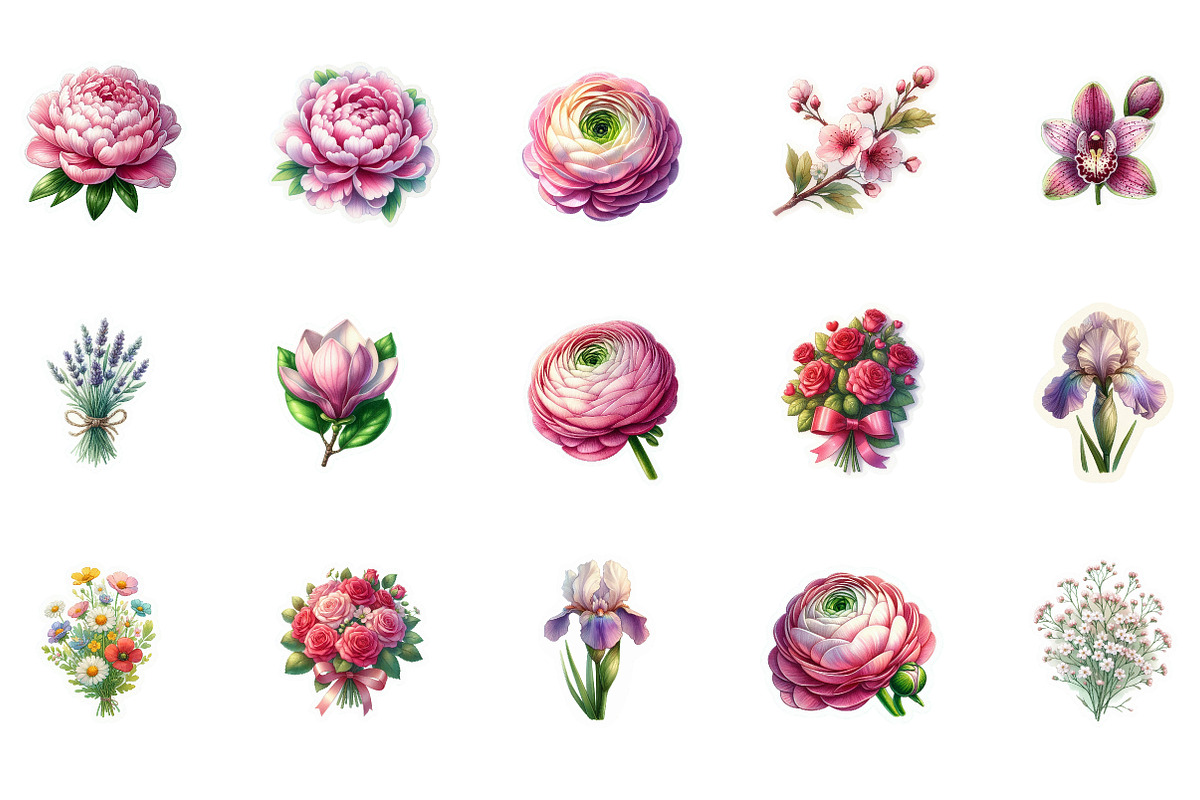 Botanical Flower Sticker Clipart, an Illustration by Designworld (Photo 3 of 3)