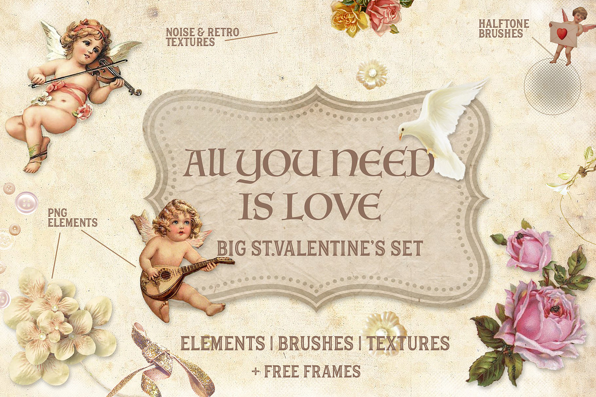 Retro Vintage Cupid St Valentine SET, a Brush Add-On by Alexiva (Photo 1 of 5)