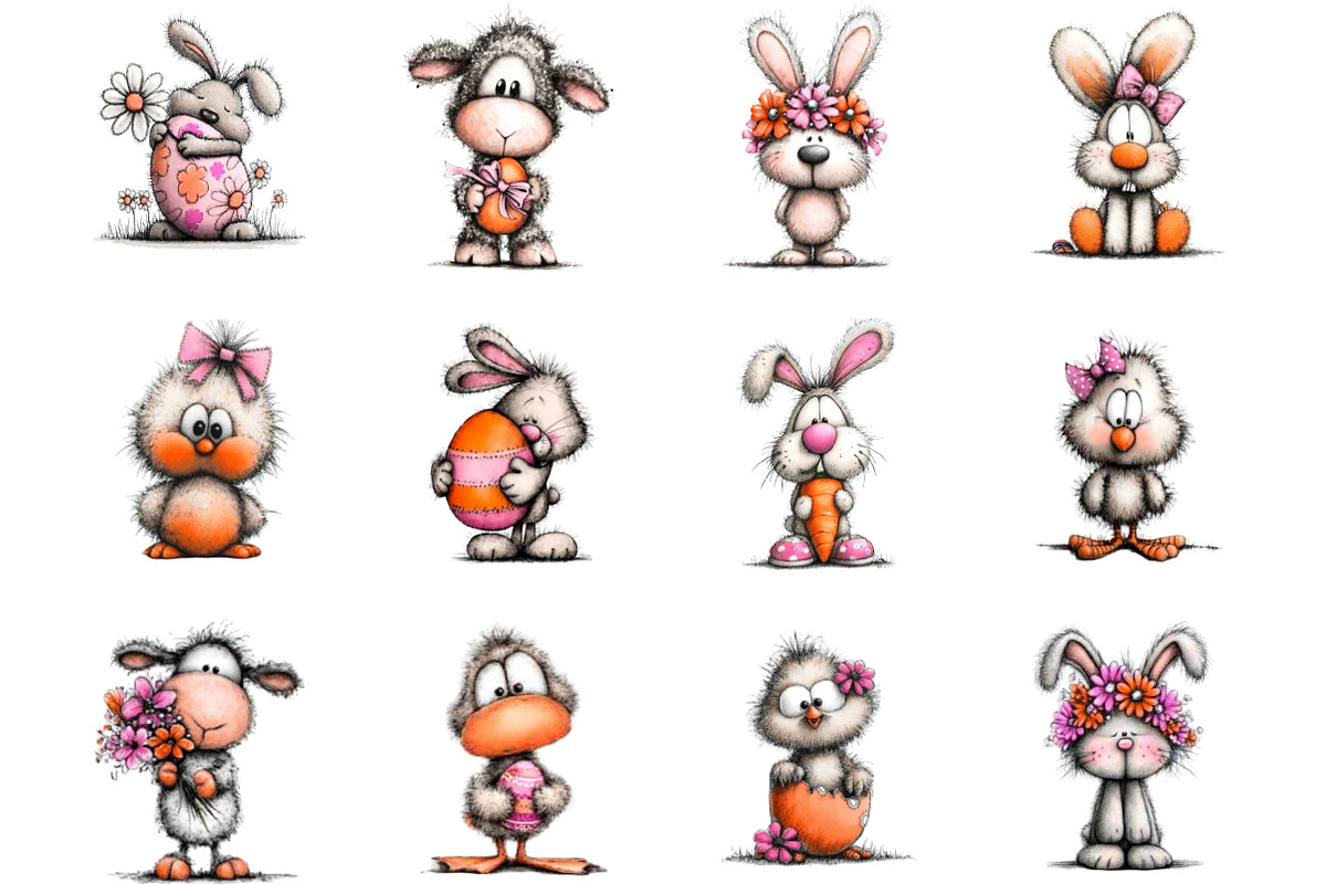 Whimsical Baby Easter Animals Clip, an Illustration by Designking (Photo 2 of 5)