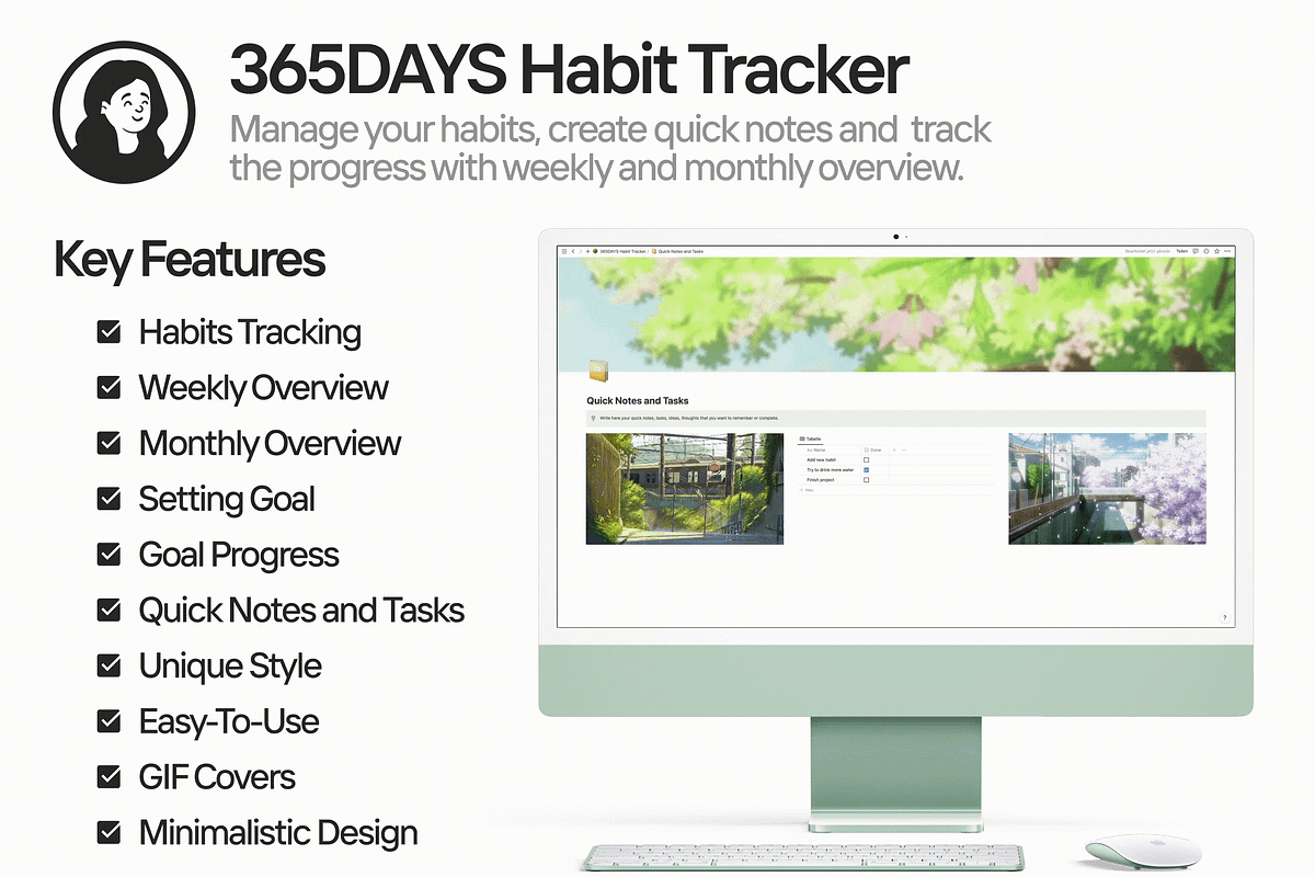 365DAYS Habit Tracker Notion, a Templates & Theme by KristinaK3 (Photo 2 of 2)