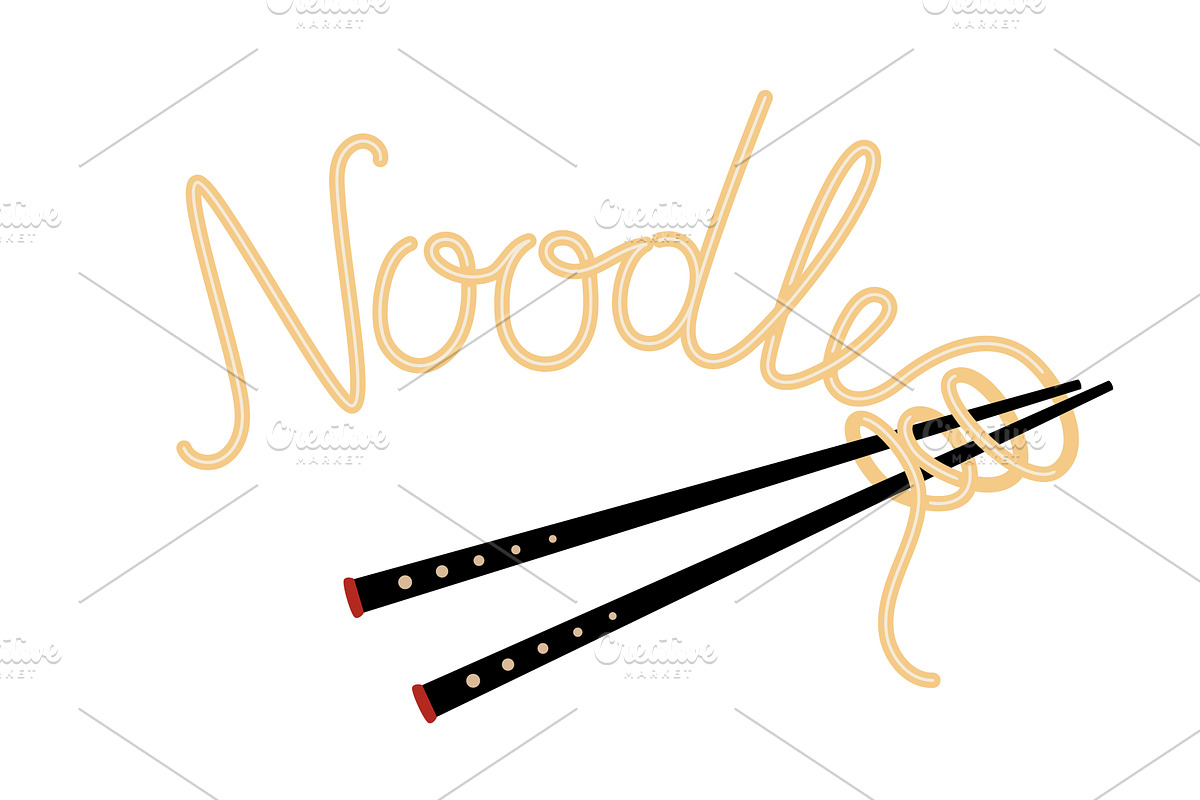 Noodle lettering with asian, a Food Illustration by Stock-Smart-Start
