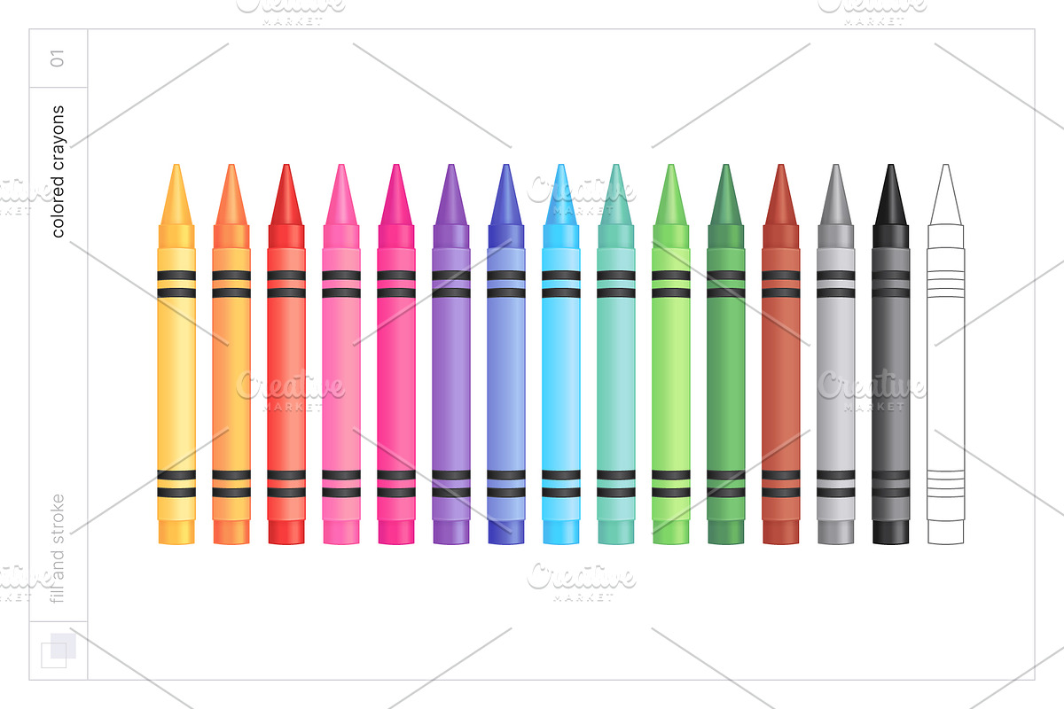 Vector Colored Crayons & Pencils, an Object Graphic by Side Project (Photo 3 of 14)