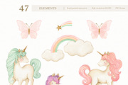 Watercolor Magic Rainbow Unicorn Set, a Decorative Illustration by Carol Lozove (Thumbnail 9 of 74)