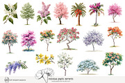 100 watercolor floral trees clip art, a Seasonal Illustration by Poppy Lane Studio (Thumbnail 3 of 12)