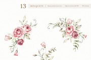Watercolor Blush Roses Floral Set, a Decorative Illustration by Carol Lozove (Thumbnail 5 of 50)